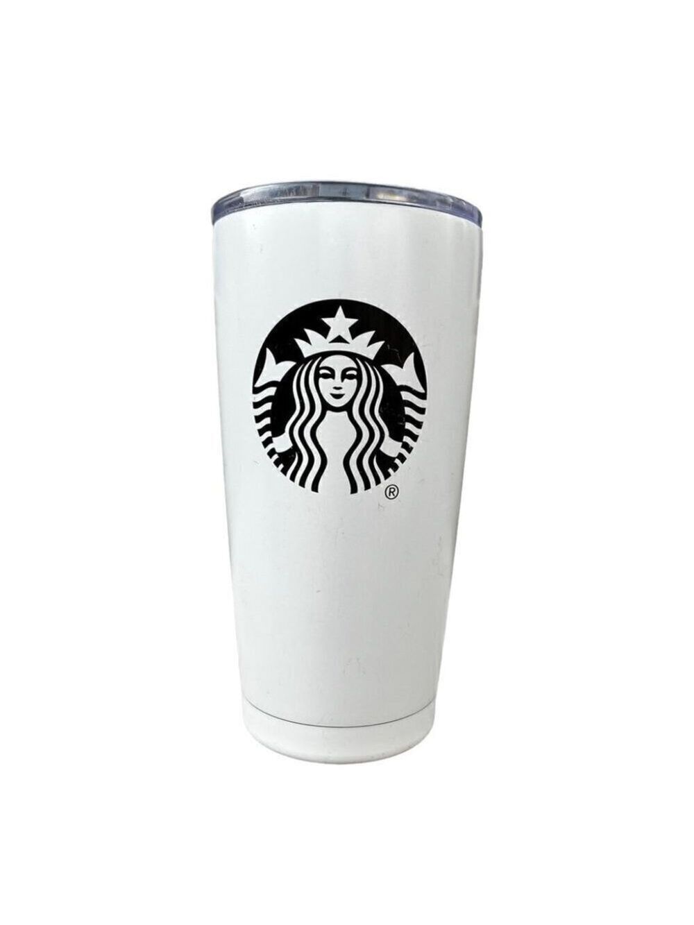 Starbucks 2017 White and Black Metal Travel Mug 20 oz